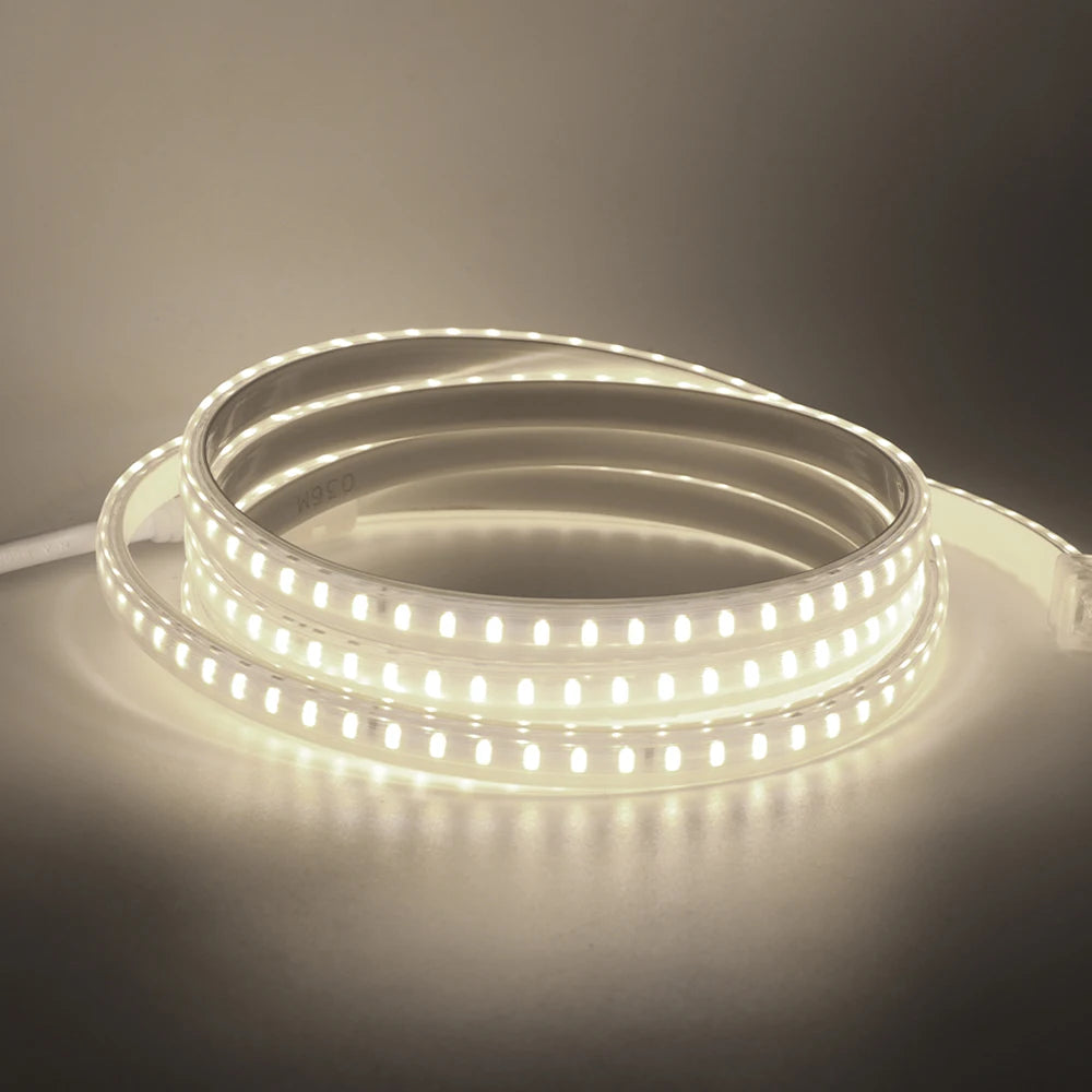 LED Strip Lights 220V 2835 Waterproof LED Tape Ribbon High Brightness 120LEDs/m Flexible Outdoor Lamp With EU Power Plug