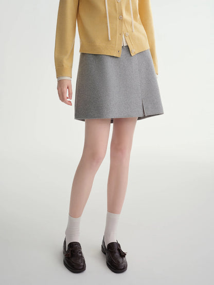 DUSHU Classic Long and Short Elastic Waist A-line Skirt 2025 Winter Skirt for Women Solid Simple Commuting Office Ladies College