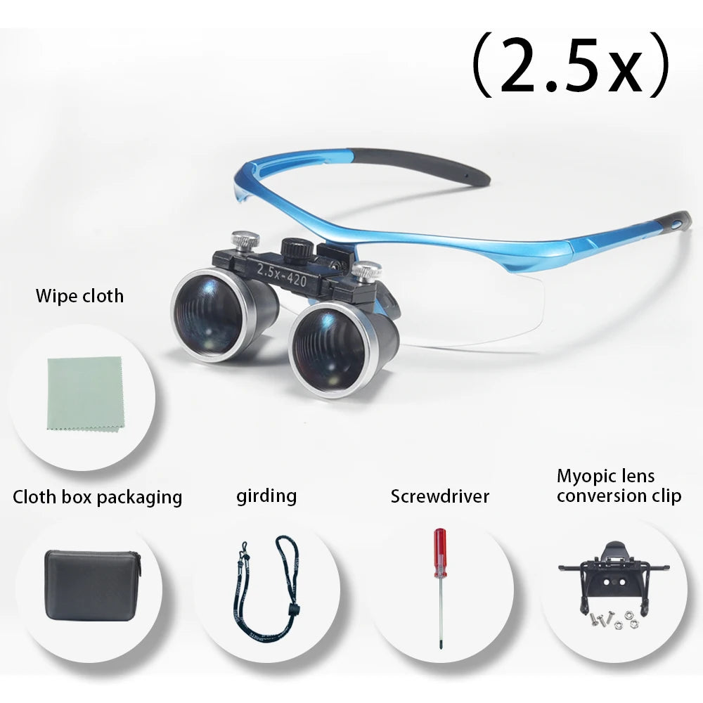 Dentistry Binocular Magnifier 2.5X 3.5X Ultra-lightweight Optical Loupes 320-420mm Magnifying Glass for Dental Surgery