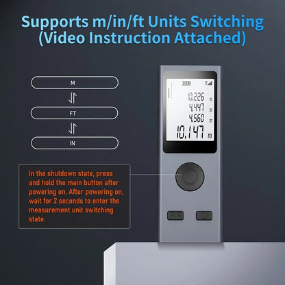 Mini Size Laser Distance Meter with USB Rechargeable Measurement Pythagoras Area Volume Measurement M/FT/IN Unit Swi