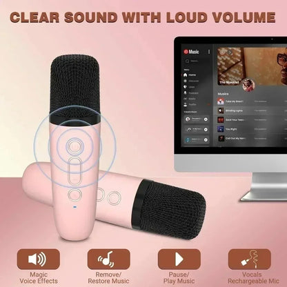 Karaoke Wireless Dual Microphones Machine KTV DSP System Bluetooth Speaker HIFI Stereo Surround For Kids And Adults Party Gift