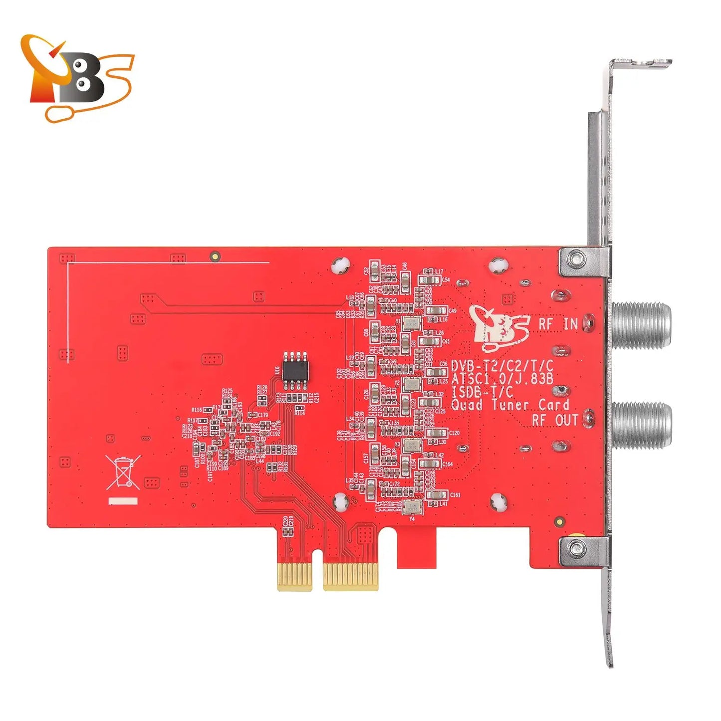 TBS6205se Quad TV Tuner PCIe Card - DVB-T2/C/ISDB-T/ATSC 1.0, 4 Tuners for PC -Watch Freeview UK HD/SD Channels, PVR Recording