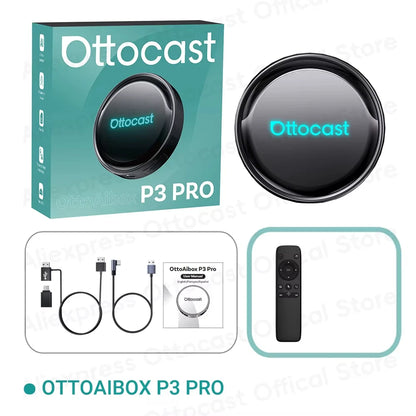 OTTOCAST P3 PRO AI Box Android TV Box for HDMI out Wireless CarPlay Android Auto Car Accessories for Toyota VW Honda Kia Benz