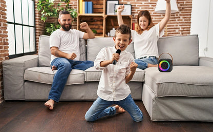 Haomuren Portable Karaoke Machine with Wireless 1 or 2 Microphone Mini Bluetooth Speaker for Children Singing Family Party Gift