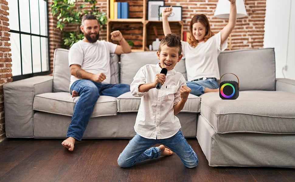 Haomuren Portable Karaoke Machine with Wireless 1 or 2 Microphone Mini Bluetooth Speaker for Children Singing Family Party Gift