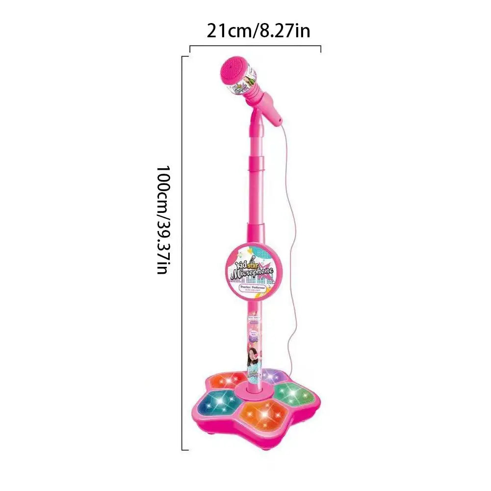 Karaoke Machine Toy with Light Reusable Kids Singing Microphone Portable Music Stage LED Light Show Confidence Building Creative