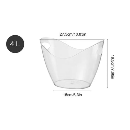 Large Capacity Ice Bucket Transparent Plastic Champagne Wine Bucket With Handle Portable Beer Ice Tub For KTV Bar Party Supply