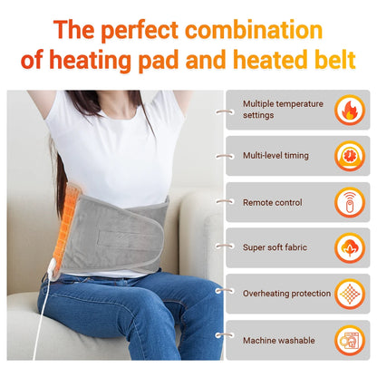2 In 1 Electric Heating Pad Warming Waist Belt  Abdomen Shoulder Back Pain Relief Hot Compress Physiotherapy Thermal Blanket