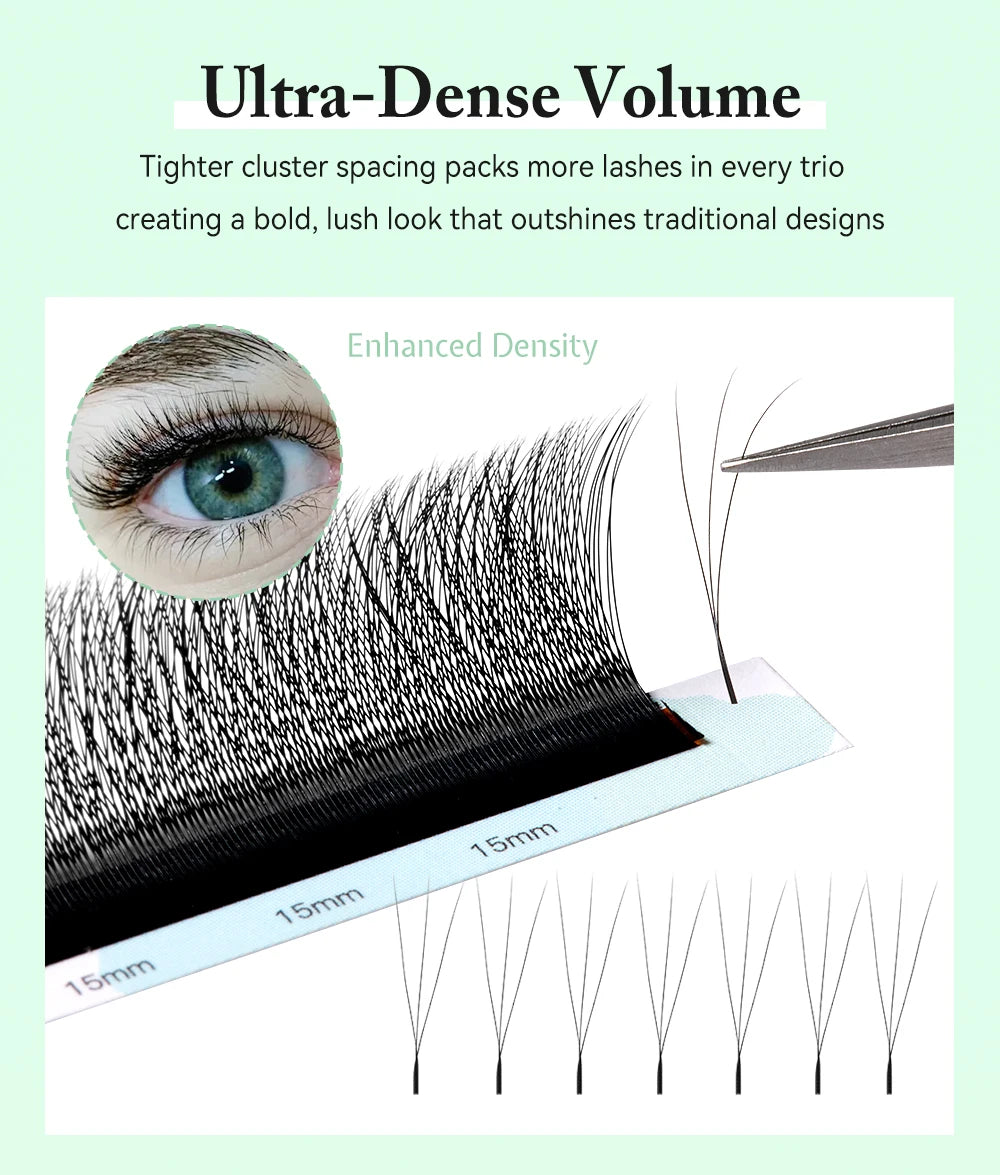 Yelix 10 Cases 3D W Shaped Lashes Smaller Spacing Eyelashes Extension Natural Soft Lashes Premade Volume Fans Eyelashes