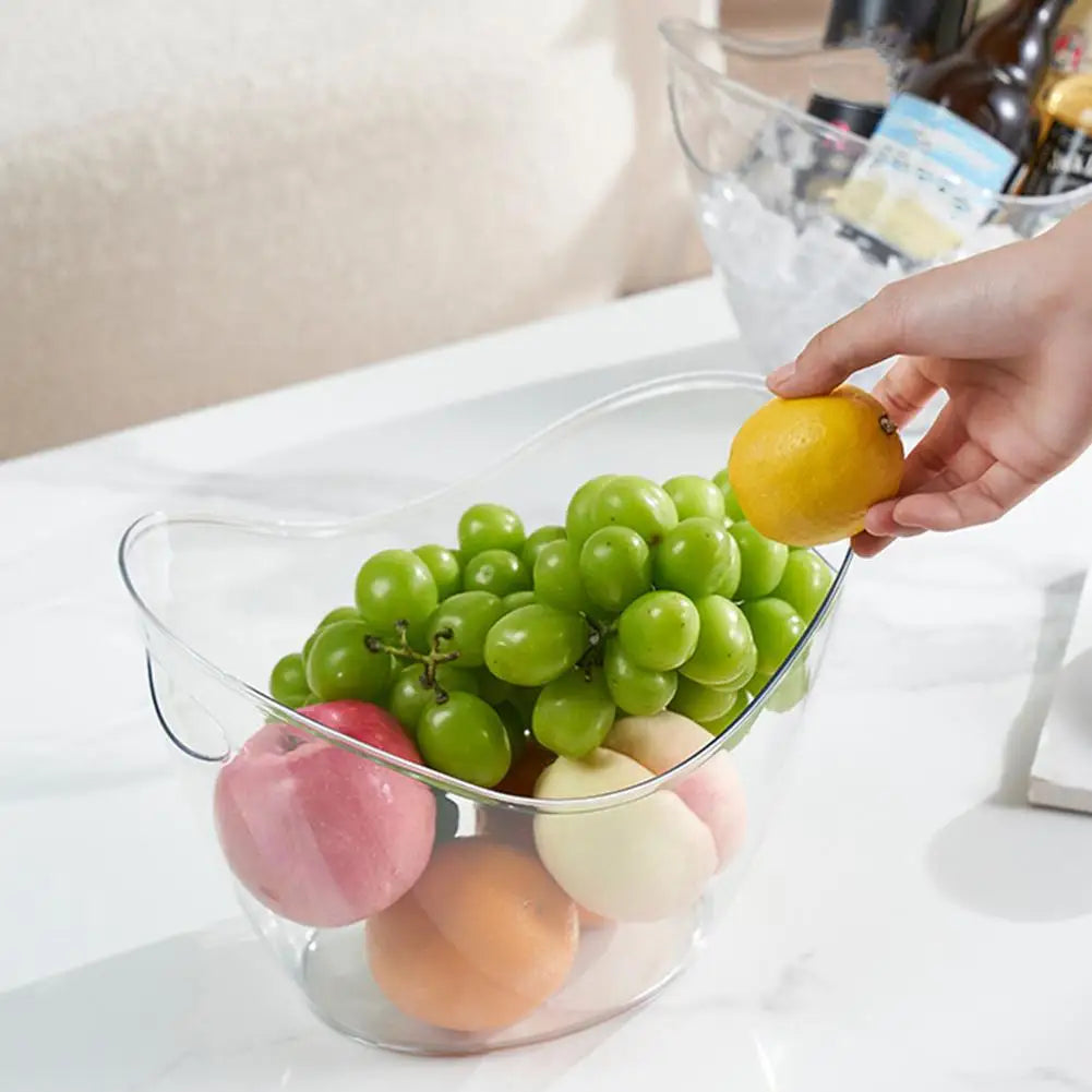 Large Capacity Ice Bucket Transparent Plastic Champagne Wine Bucket With Handle Portable Beer Ice Tub For KTV Bar Party Supply