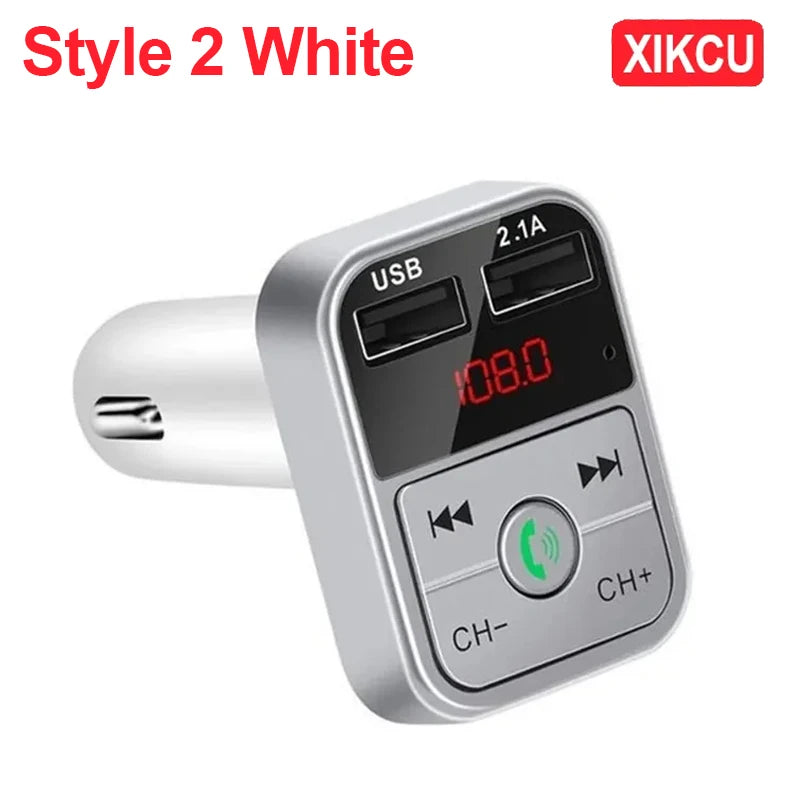 XIKCU LED MP3 Bluetooth FM Audio Receiver Hands-Free Bluetooth 5.0 Transmitter 2.1A 3.1A QC3.0 Type C Dual USB Car kit Charger