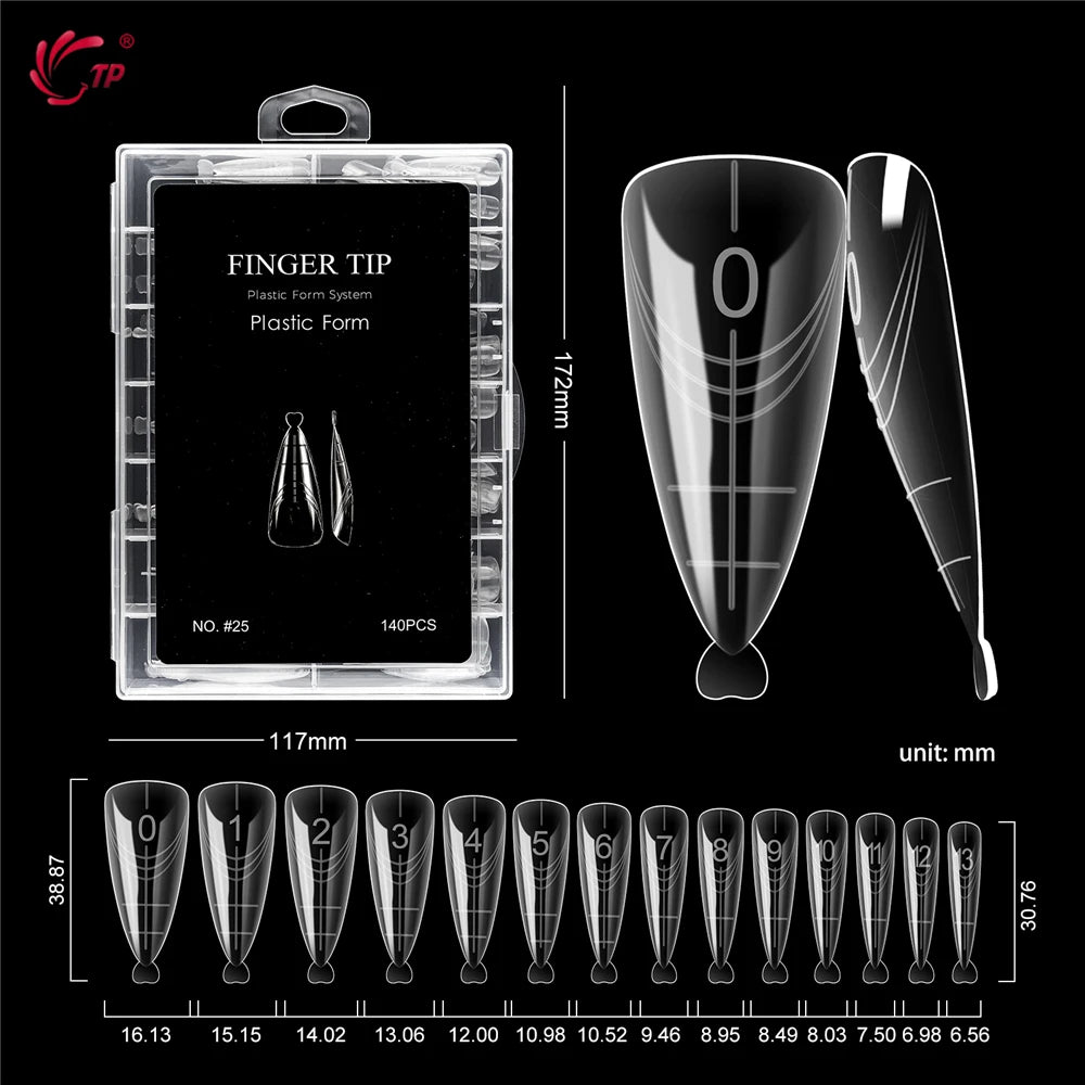 TP New 70pcs/140pcs Clear Nail Dual Form Full Cover Nail Extension System Quick Building Gel Molds False Nail Tip Manicure Tools