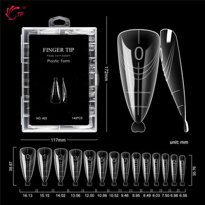 TP New 70pcs/140pcs Clear Nail Dual Form Full Cover Nail Extension System Quick Building Gel Molds False Nail Tip Manicure Tools