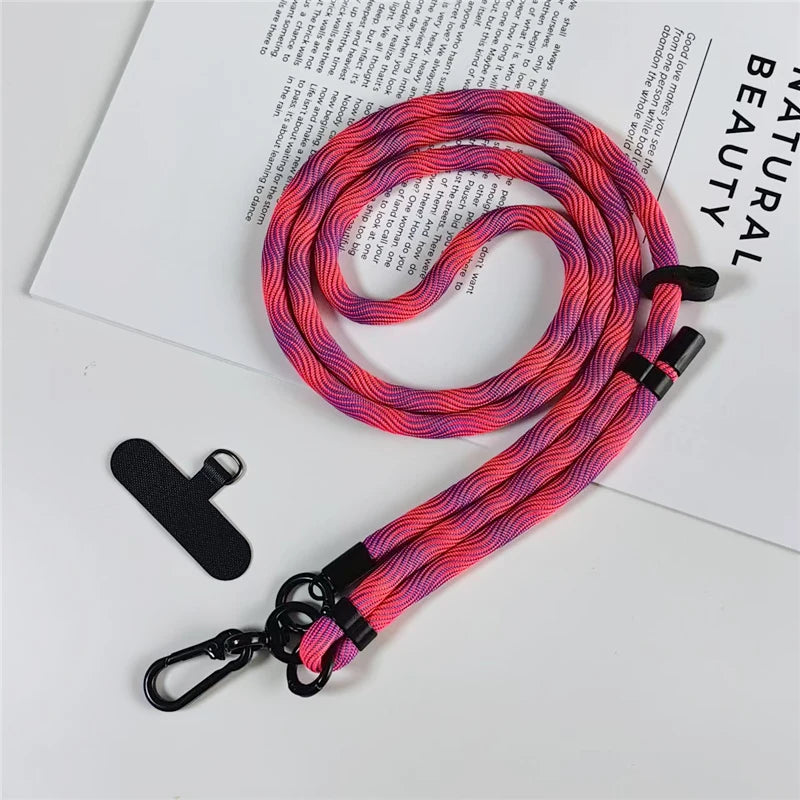 150cm Adjustable Mobile Phone Xyun Outdoor Anti-lost Crossbody Phone Lanyards Neck Rope with Patch Cellphone Hanging Cord Strap