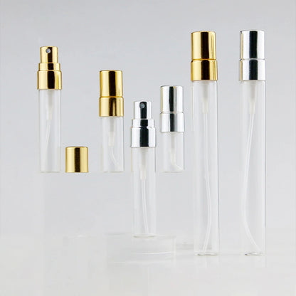 50pcs 100pcs 2ml 3ml 5ml 10ml Sample Refillable Perfume Bottle Empty Mini Spray Bottle Perfume Bottles glass Atomizer Container