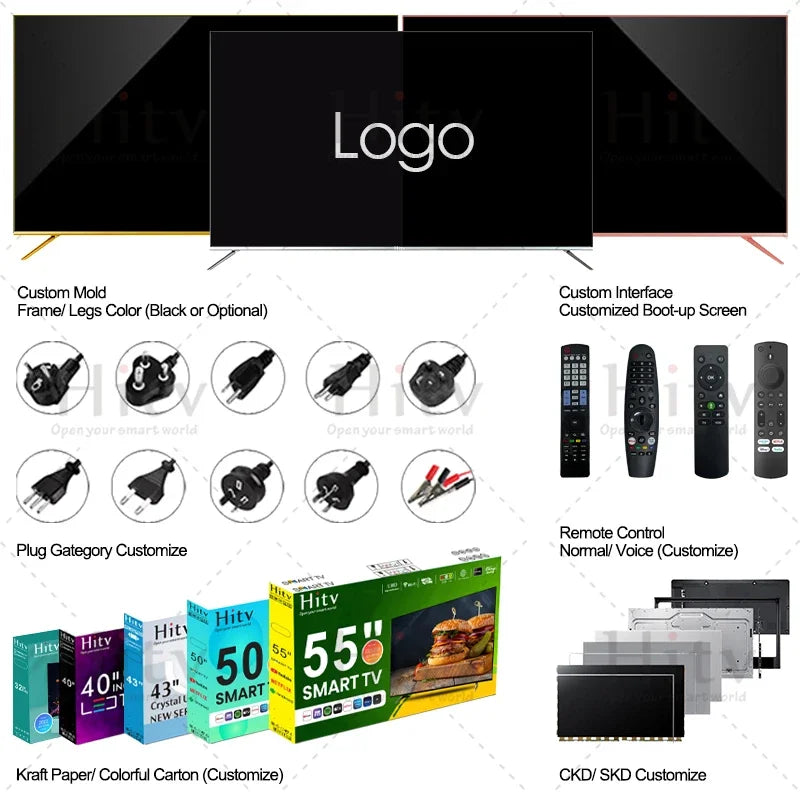 55inch Android WebOs Smart TV Television 55 65 75 85 Inch Full Screen 4K UHD LED TV