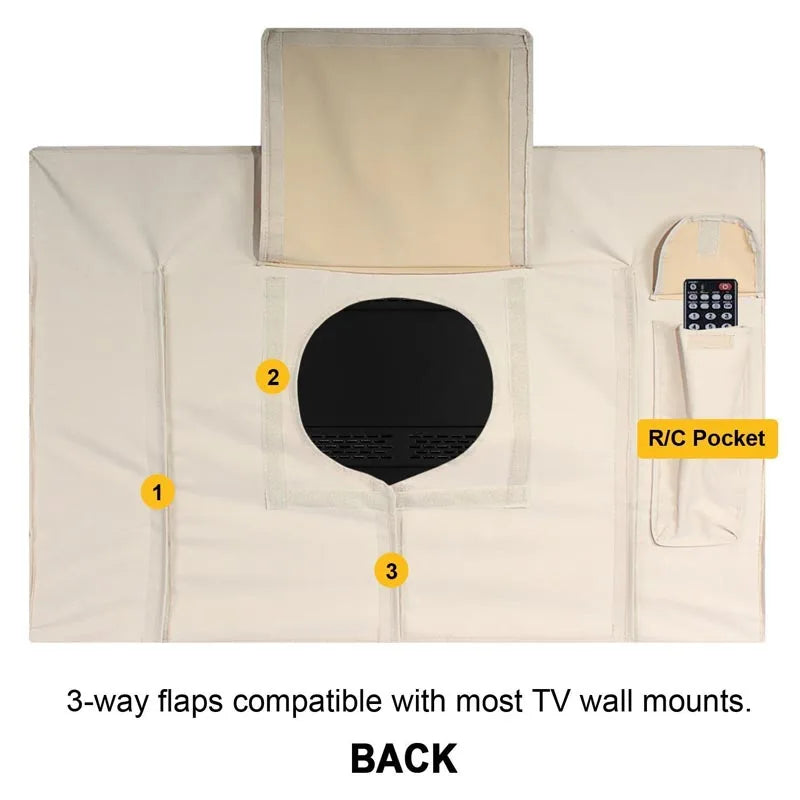 Off-White Premium Waterproof Outdoor TV Protective Cover, Weatherproof Outdoor TV Housing