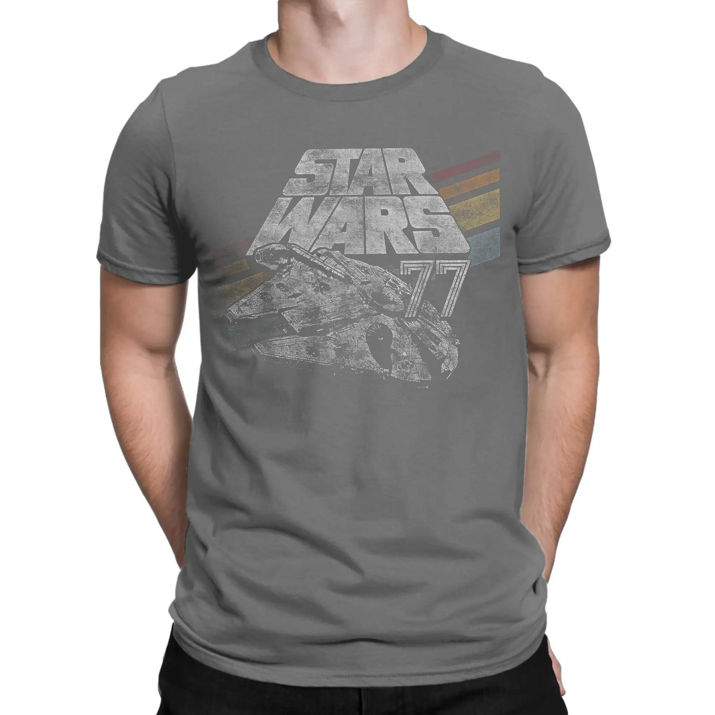Stars  T-Shirts Men Millennium Falcon 77 Fashion Pure Cotton Tee Shirt Crewneck Short Sleeve T Shirt Printing Tops