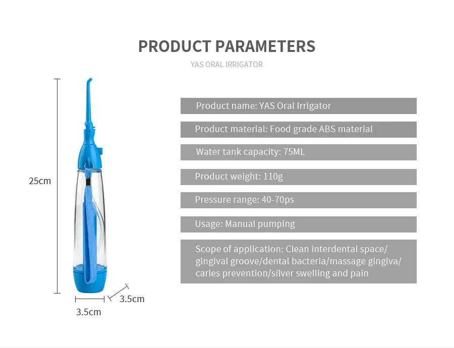 Non-Electric Portable Oral Irrigator Teeth Cleaner Water Jet Flossing Tooth Health Household Device