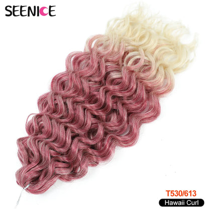 18 24“Synthetic Deep Wavy Twist Crochet Hair Afro Curls Water Wave Crochet Braids Ombre Brown Braiding Hair Extensions For Women