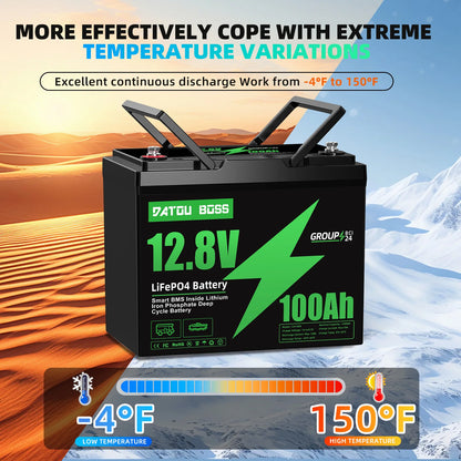 DTOUBOSS Original Lithium Rechargeable LiFePO4 For Solar System RV Outdoor Travel Home BMS 12V 100Ah U.S. Warehouse NO TAX