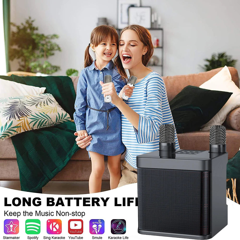 Karaoke Machine for Adults, Portable Bluetooth Karaoke Microphone Singing Speaker Karaoke Player with 2 Wireless Mic Home Party