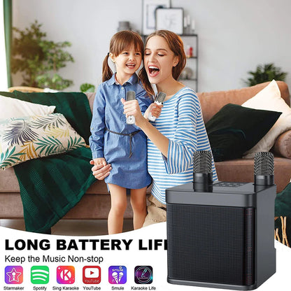 Karaoke Machine for Adults, Portable Bluetooth Karaoke Microphone Singing Speaker Karaoke Player with 2 Wireless Mic Home Party