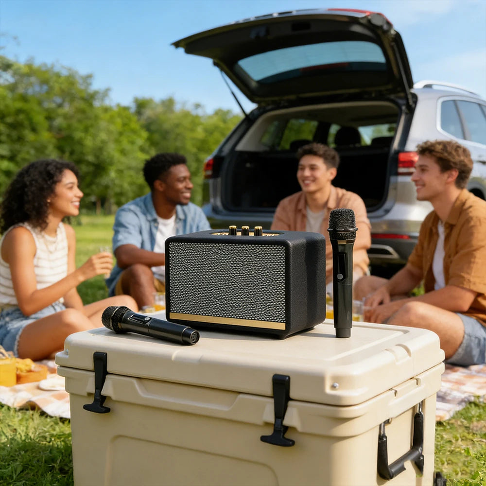 Karaoke wireless Bluetooth microphone and sound system all-in-one portable outdoor family KTV vintage speaker