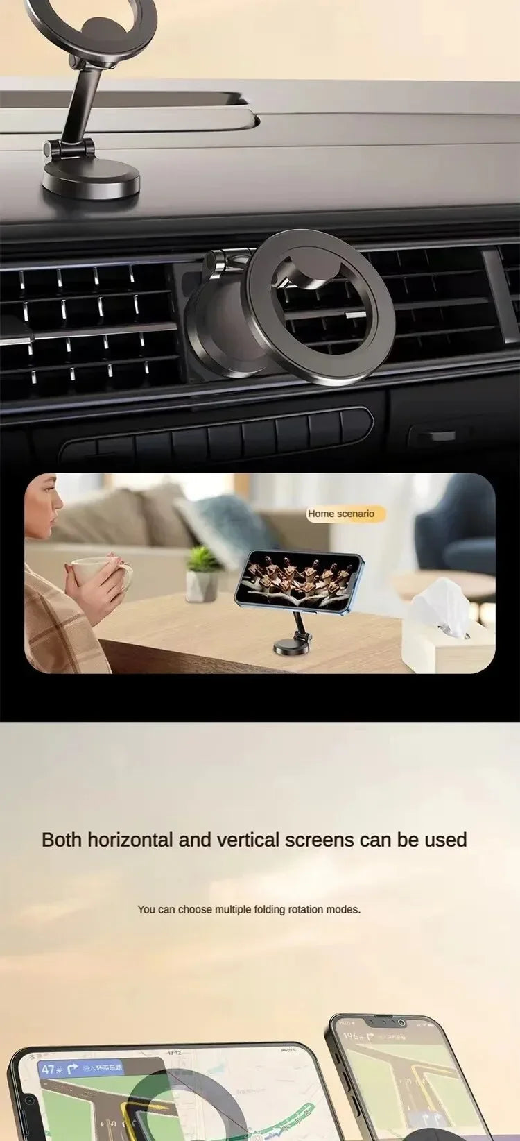 Magnetic Car Phone Holder Support Foldable Desktop Smartphone Mount Stand For Magsafe iPhone 16 15 14 13 12 For Samsung Xiaomi