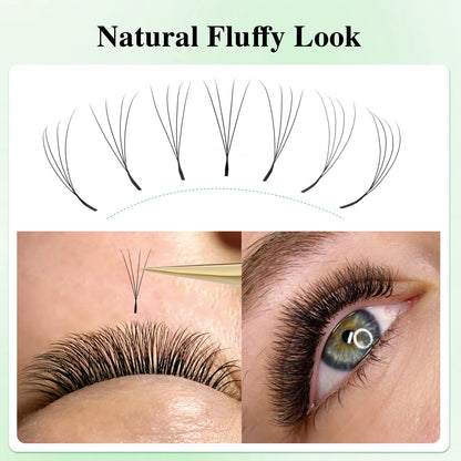 NAGARAKU Narrow 4D W Shape False Eyelash Extensions Premade Volume Fans V Shape Lashes Bloom Mesh Eyelashes Air Series Bundle