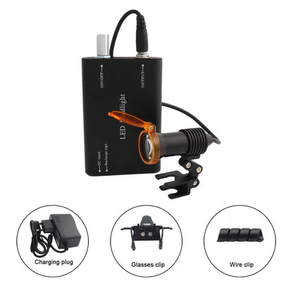 Dental Loupes Dental Magnifier Dental Lab Medical Loupes Magnification Binocular 2.5/3.5x420 Headlight Headlamp 5W Set Metal Box