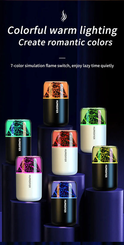 The simulated volcanic color lamp humidifier USB aromatherapy diffuser is suitable for use in cars, homes, bedrooms, as a gift,