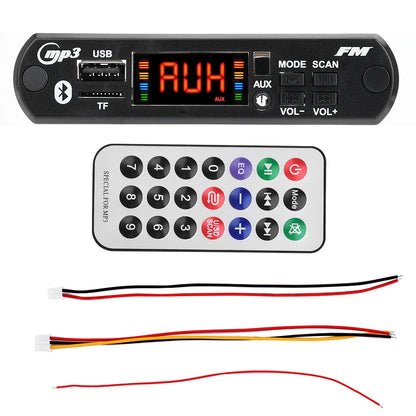 DC 5V/12V Bluetooth 5.0 Car Speaker Decoder Board MP3/USB/TF Interface FM Radio Wireless Remote Control Car Audio Control Module