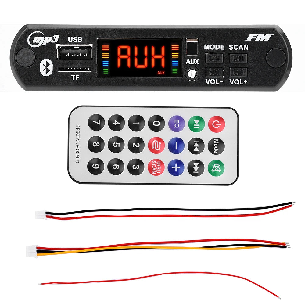 DC 5V/12V Bluetooth 5.0 Car Speaker Decoder Board MP3/USB/TF Interface FM Radio Wireless Remote Control Car Audio Control Module