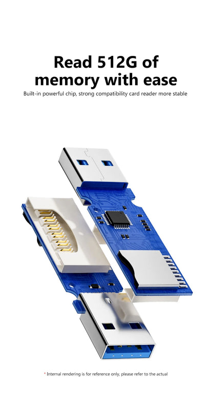 2 In 1 High Speed USB 3.0 2.0 Micro SD TF Card Reader Adapter Data Transmission up to 5Gbps Compatibility Multiple for PC Laptop