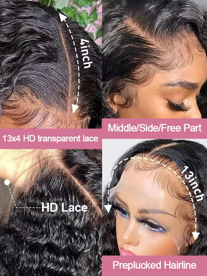40 46 Inch 13x4 13x6 HD Deep Wave Lace Frontal Wig Brazilian Loose Water Curly Lace Front Human Hair Wigs For Women 300% Density