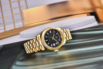 PAGANI DESIGN 2025 New Gold Green 40MM Date Week Men's Watches Automatic Watch Men AR Sapphire Glass NH36A Mechanical Wristwatch