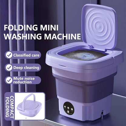 8L Portable Mini Foldable Washing Machine with Spin Dryer Compact Sock Underwear Washer for Travel Dorm Home Use Washing Machine