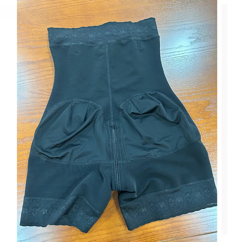 Cross border lace high waisted body shaping pants with zipper, waist cinching and hip lifting pants, waist cinching and body sha