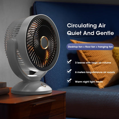 Desktop Air Circulation Fan Silent Rechargeable Fan Wall Mounted Fan 4000mAh Electric Table Fan