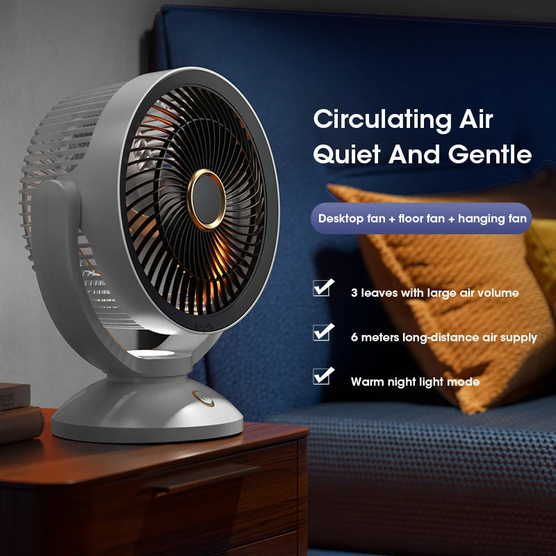 Desktop Air Circulation Fan Silent Rechargeable Fan Wall Mounted Fan 4000mAh Electric Table Fan