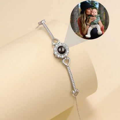 Custom Photos Bracelets 925 Sterling Silver Personalized Projection Photo Bracelet for Women Wife Mom Jewelry Mother's Day Gift