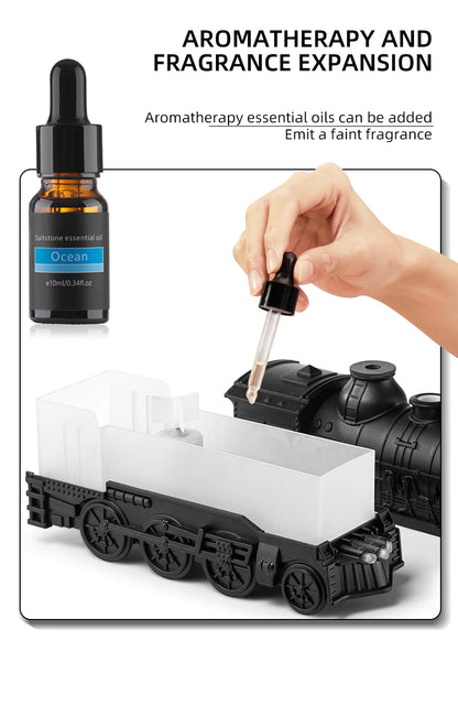 Retro Mini Train Shape Aromatherapy Essential Oil Diffuser Ultrasonic Cool Mist Air Humidifier with Lamp Aroma Difusor Atomizer