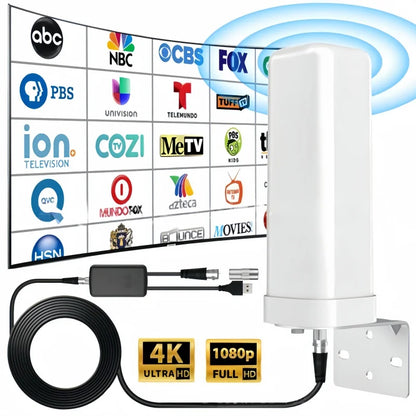 Outdoor digital TV antenna 35dBi remote signal amplifier 4K 1080P free HDTV channel ATSC DVB-T DMB-T ISDB-T