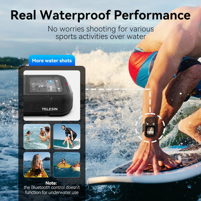 TELESIN Waterproof Bluetooth Remote Control For GoPro Hero 13 12 11 10 9 8 Max With Wrist Strap For Action Camera Accessories