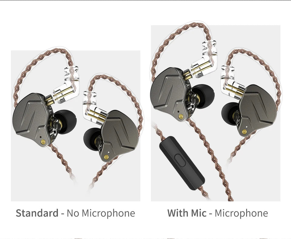 KZ ZSN PRO Earphones 1DD+1BA Hybrid Drive HIFI Bass Earbud Replaceable Cable