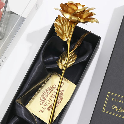 Foil Rose Flower with Gift Box & Card Eternal Rose Gifts for Valentine's Day Thanksgiving Mother's Day Party Favors Decors