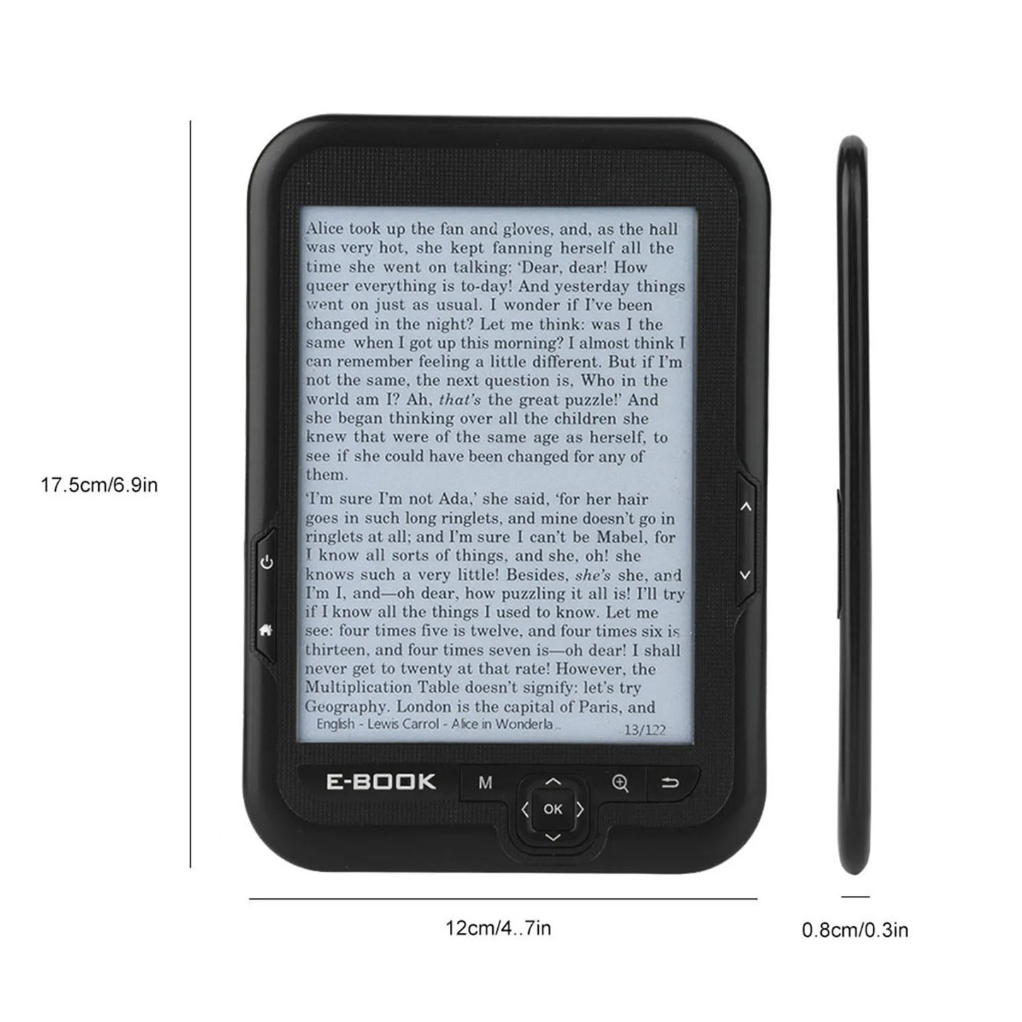 EBOOK Reader EInk 6 Inch Ereader 600 X 800 Resolution Display 300DPI Blue Cover (Black 8G)