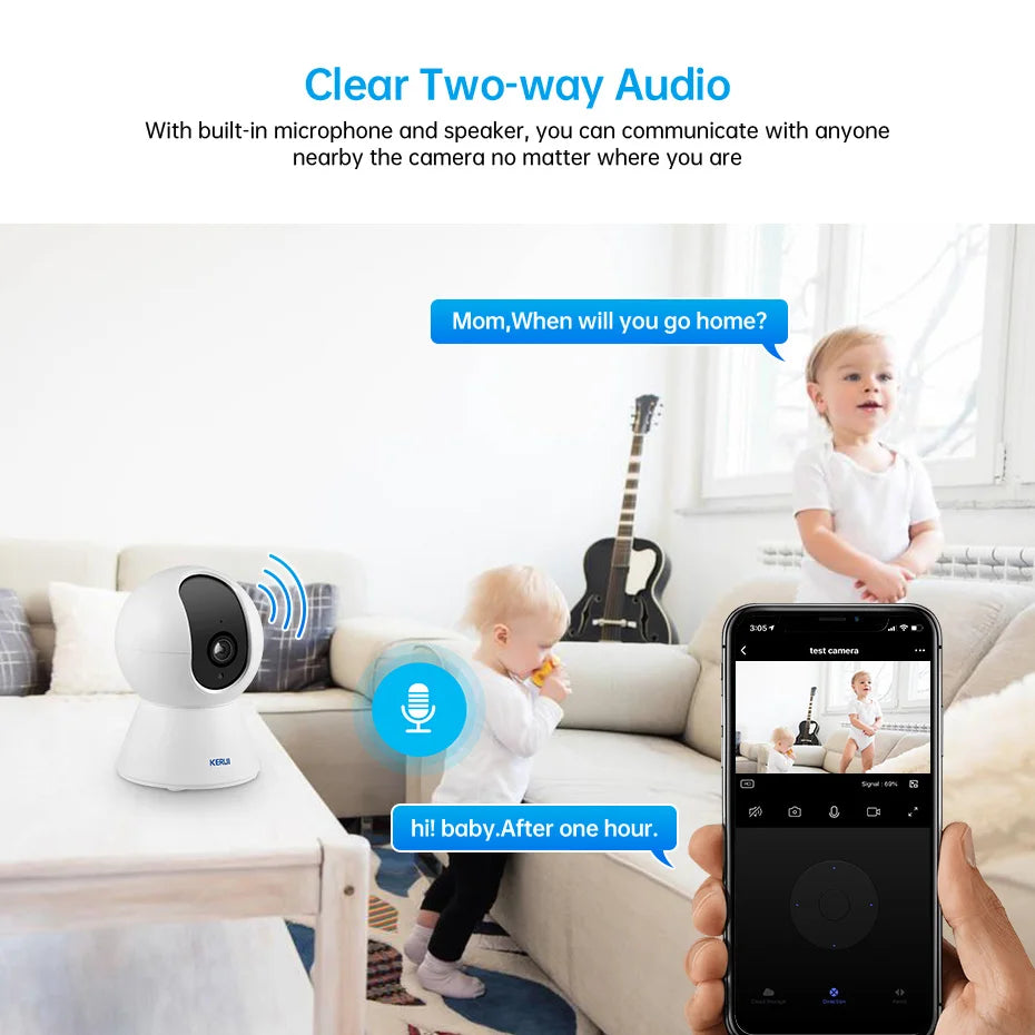 KERUI Mini Indoor Wireless 5MP WiFi IP Camera Home Security CCTV Surveillance Camera With Tuya Smart Auto Tracking Onvif