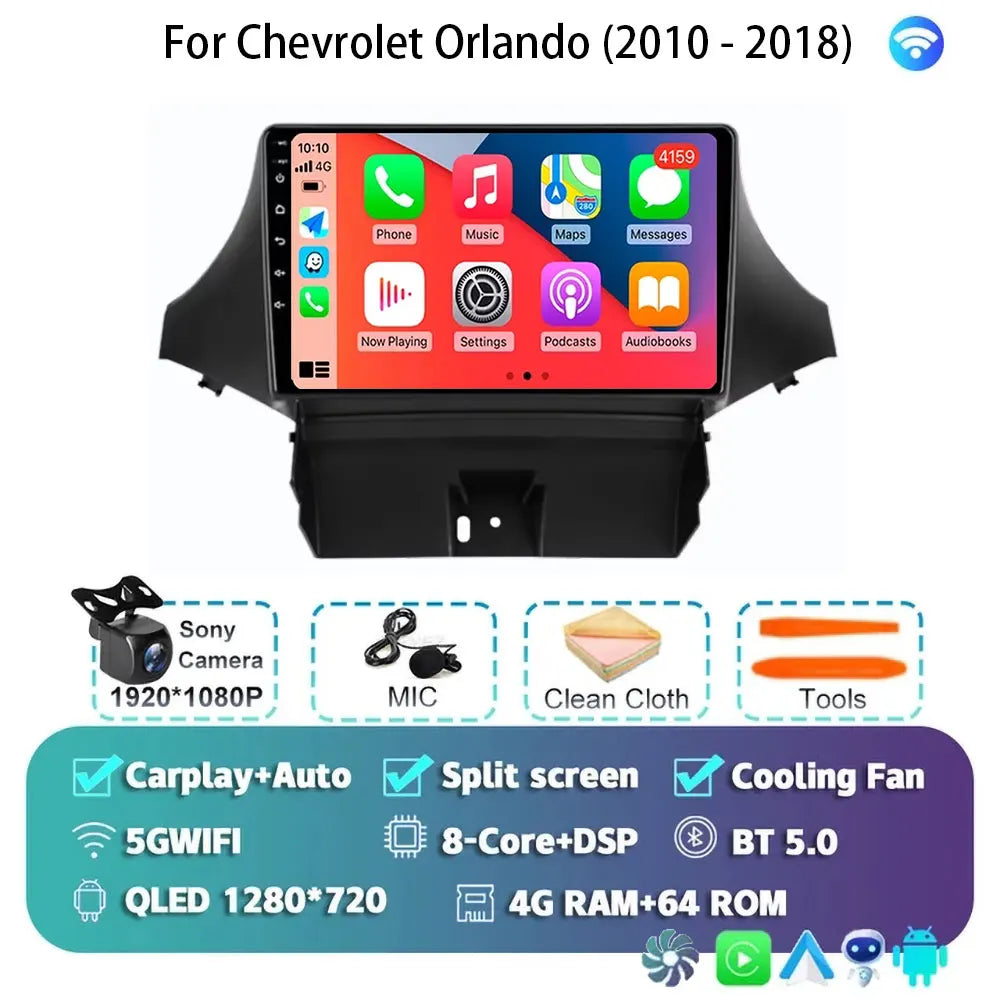 Android 15 Carplay For Chevrolet Orlando 2010 2011- 2018 Car Radio Auto 4G WIFI GPS Navigation Multimedia Video Player Stereo
